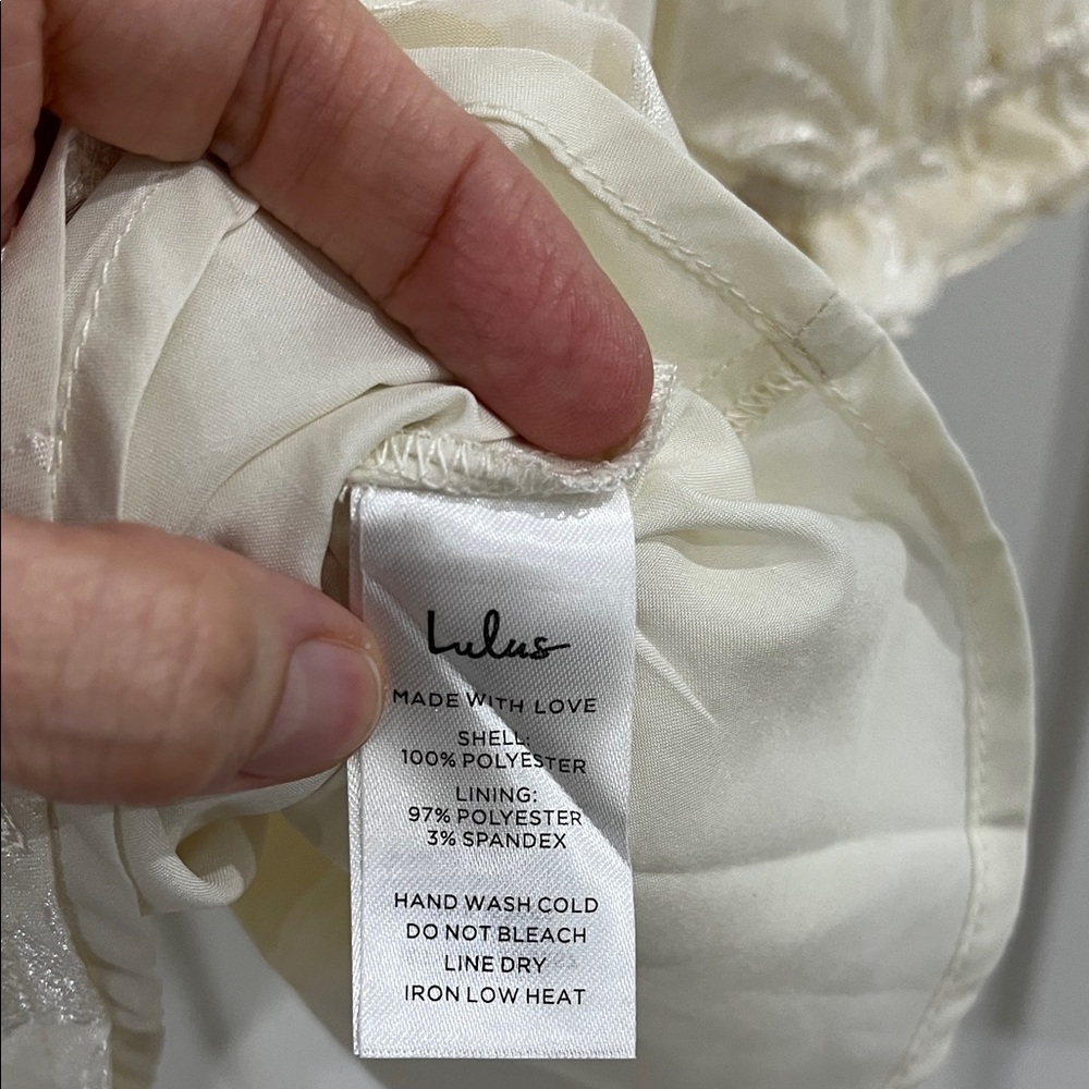 Lulu's Cream Color Long Sleeve V-Neck Dress - Picture 5 of 5